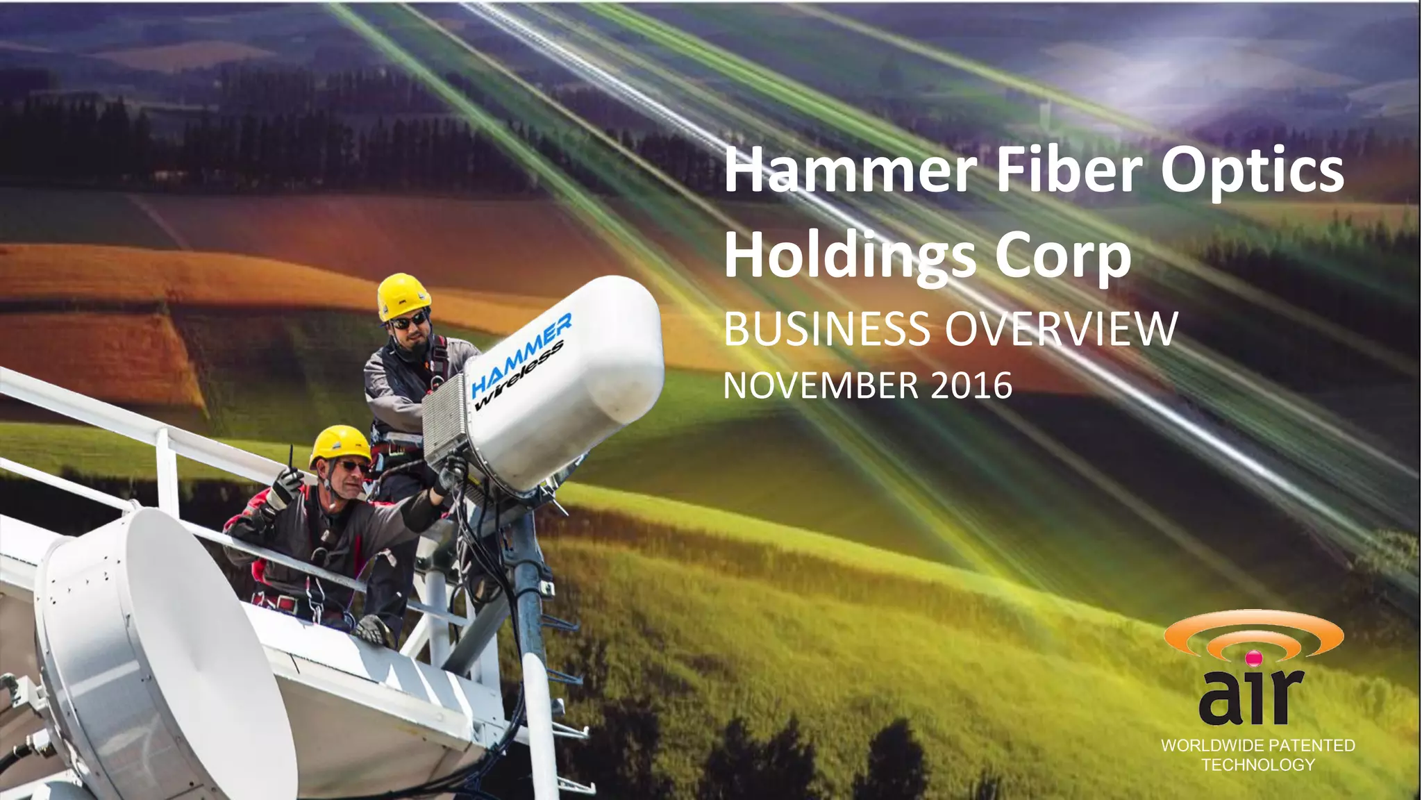 Cover slide of the Hammer Fiber Optics Pitch Deck Teardown pitch deck