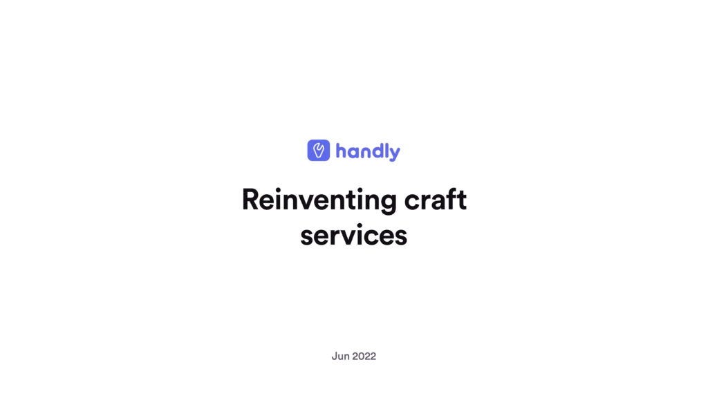 Cover slide of the Handly pitch deck — Pre-seed 2022