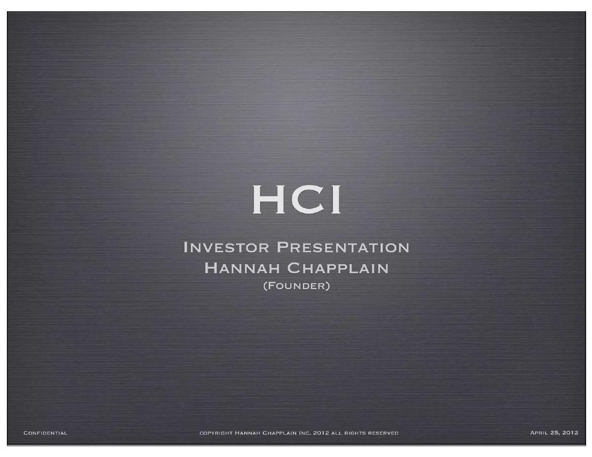 Cover slide of the Hannah Chapplain Pitch Deck Teardown pitch deck