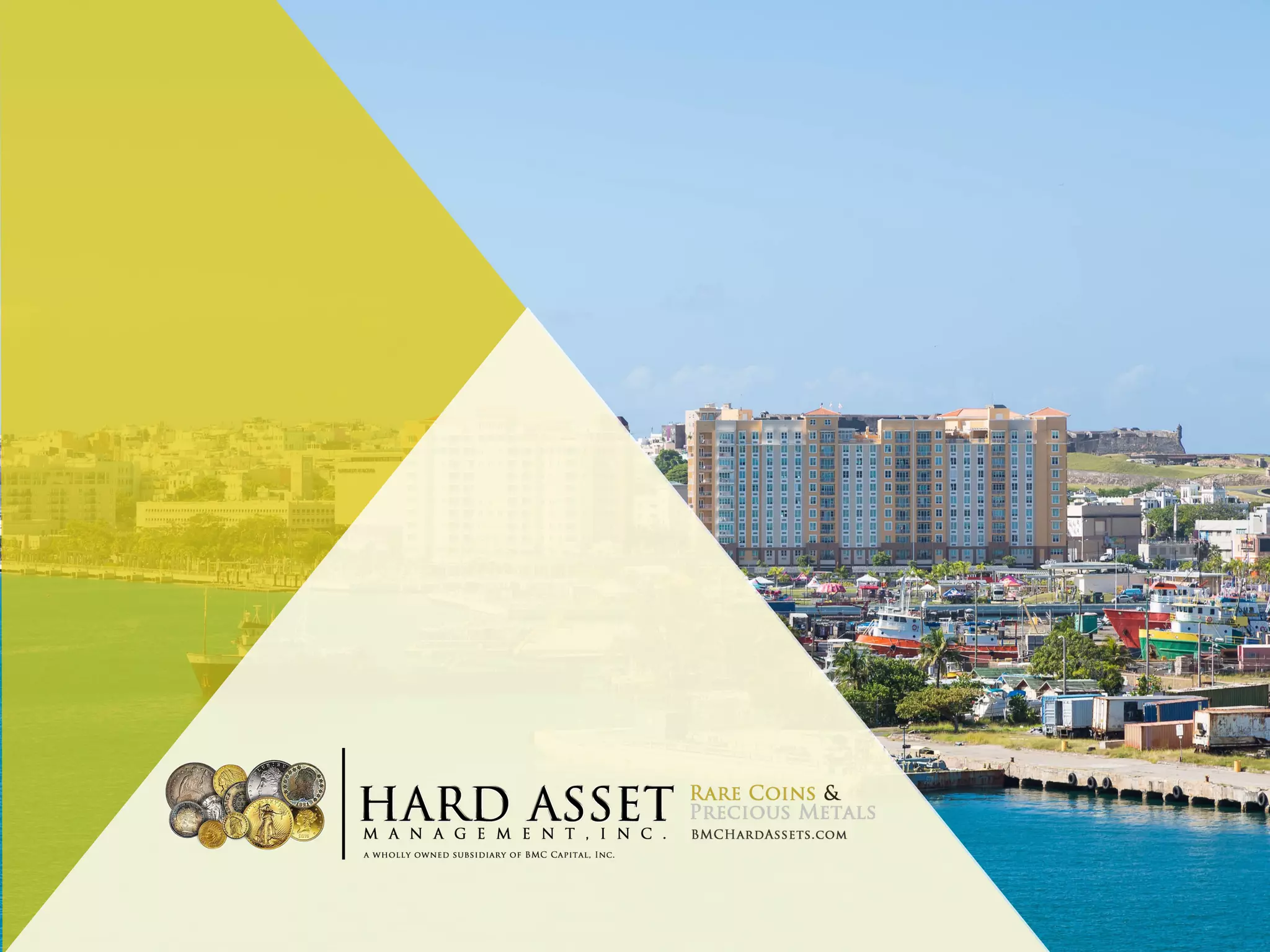 Cover slide of the Hard Assets Management BMC pitch deck — 2017