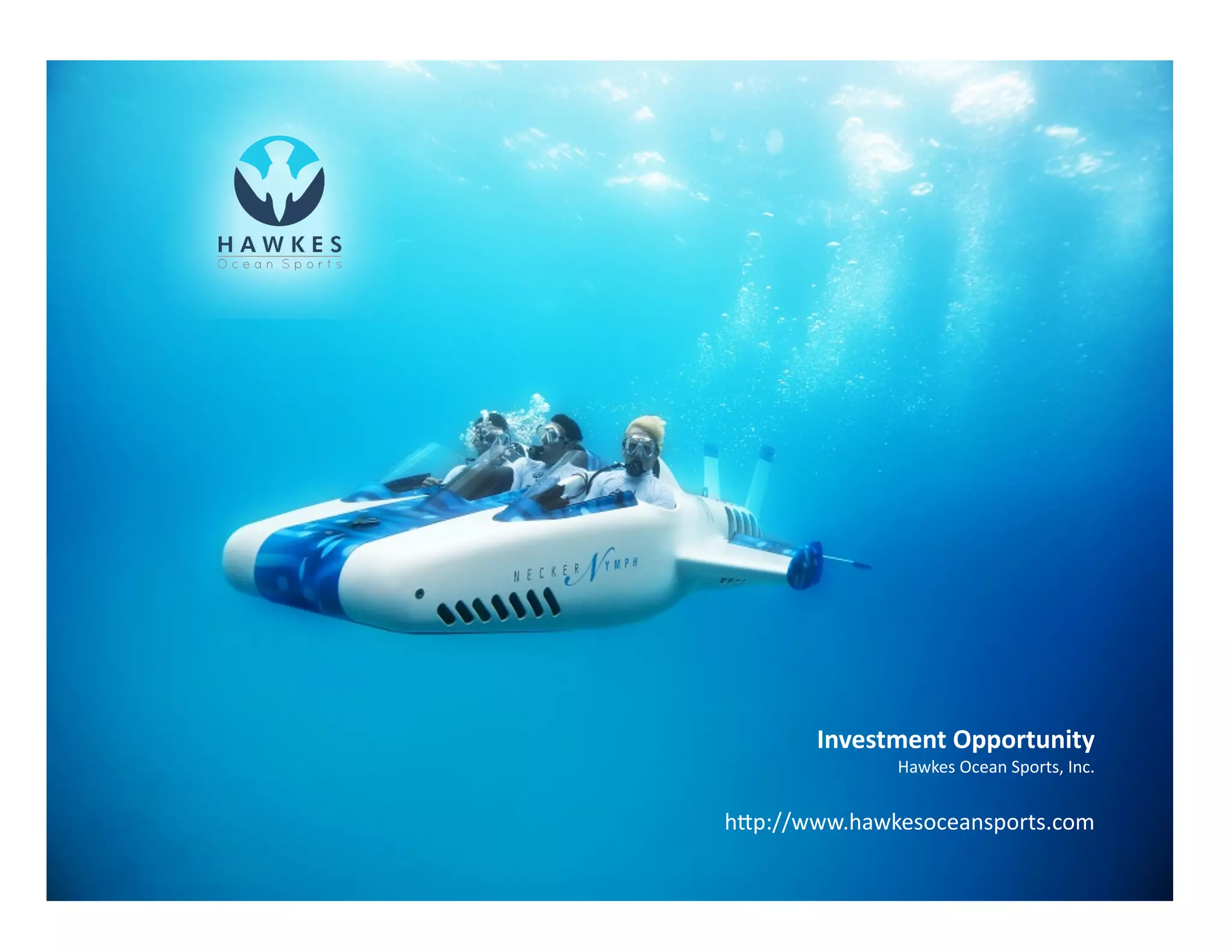 Cover slide of the Hawkes Ocean Sports Inc pitch deck — 2010