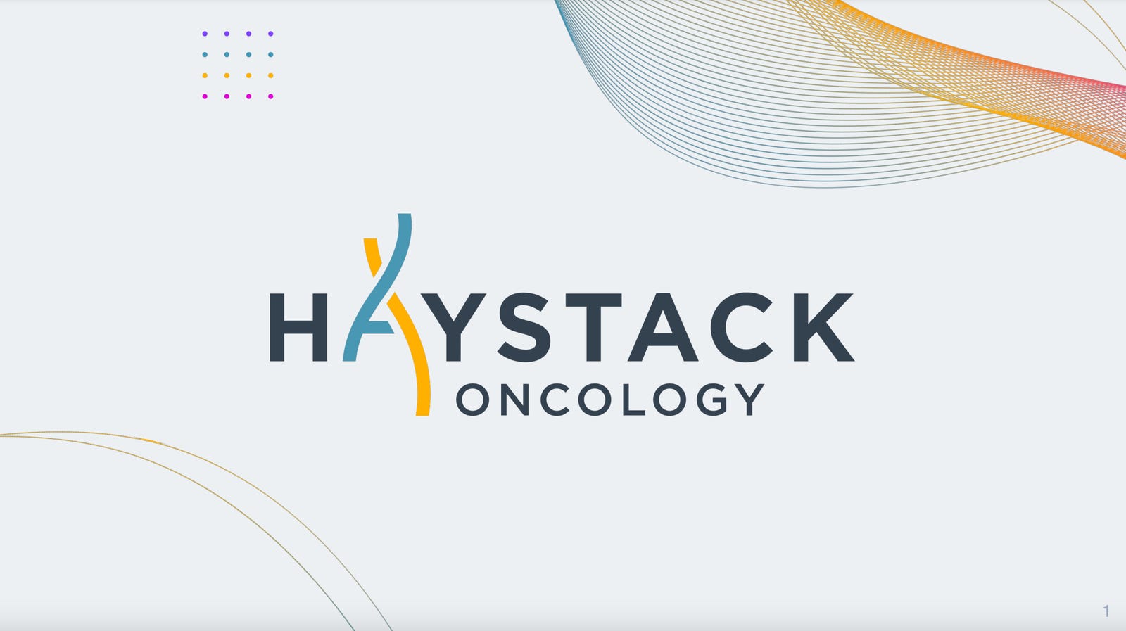 Cover slide of the Haystack Oncology pitch deck — Series A 2023