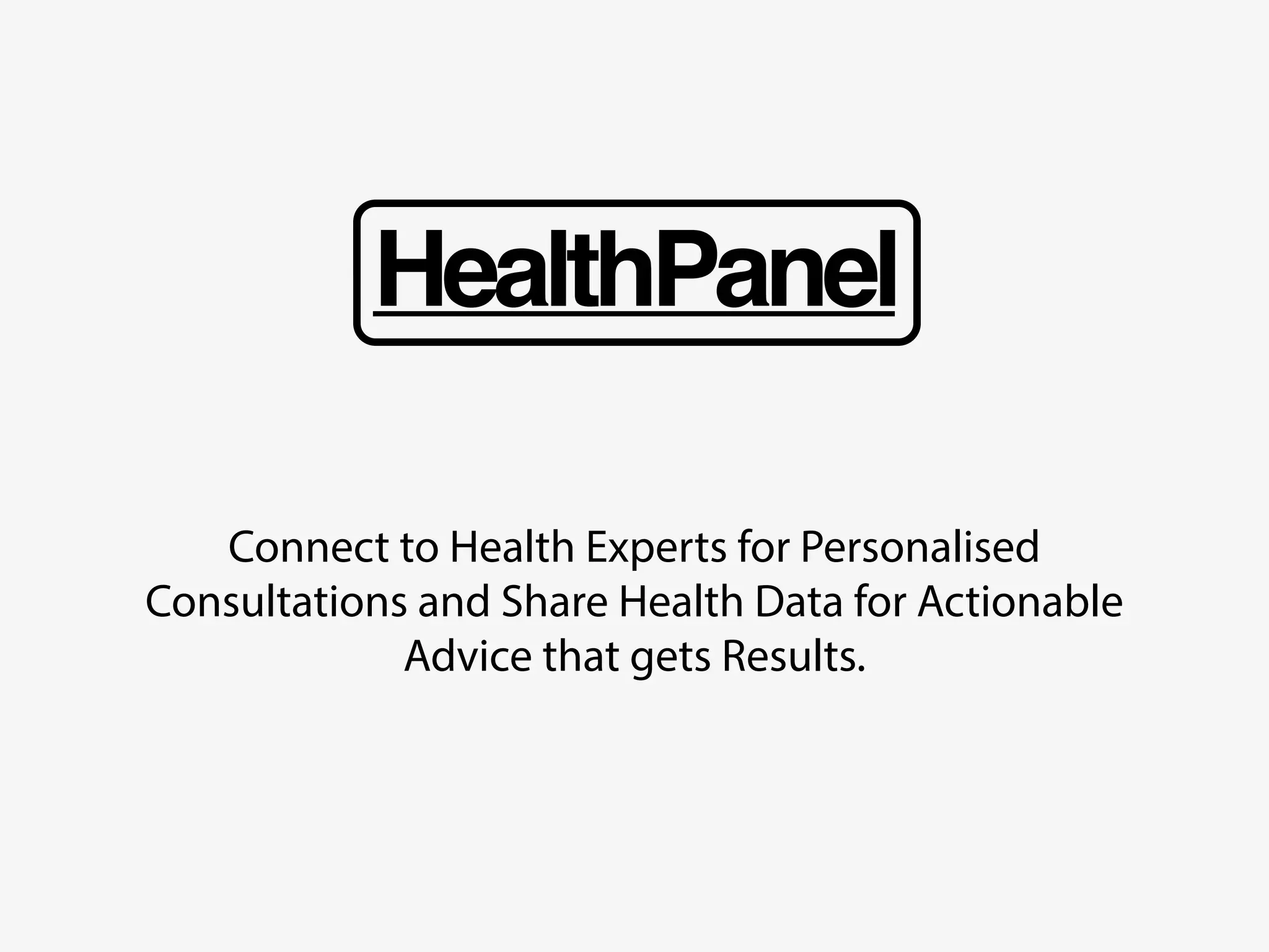 Cover slide of the HealthPanel pitch deck — Pre-Seed / Concept