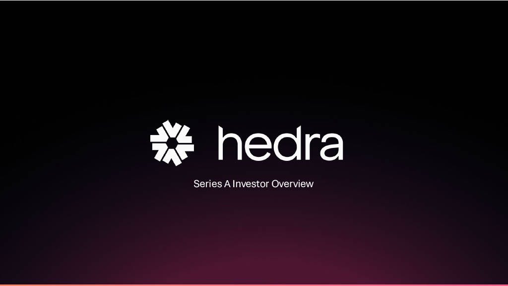 Cover slide of the Hedra pitch deck — Series A 2024