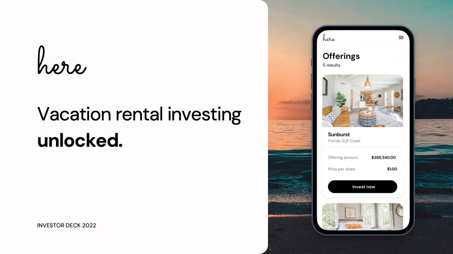 Cover slide of the Here pitch deck — Seed 2022