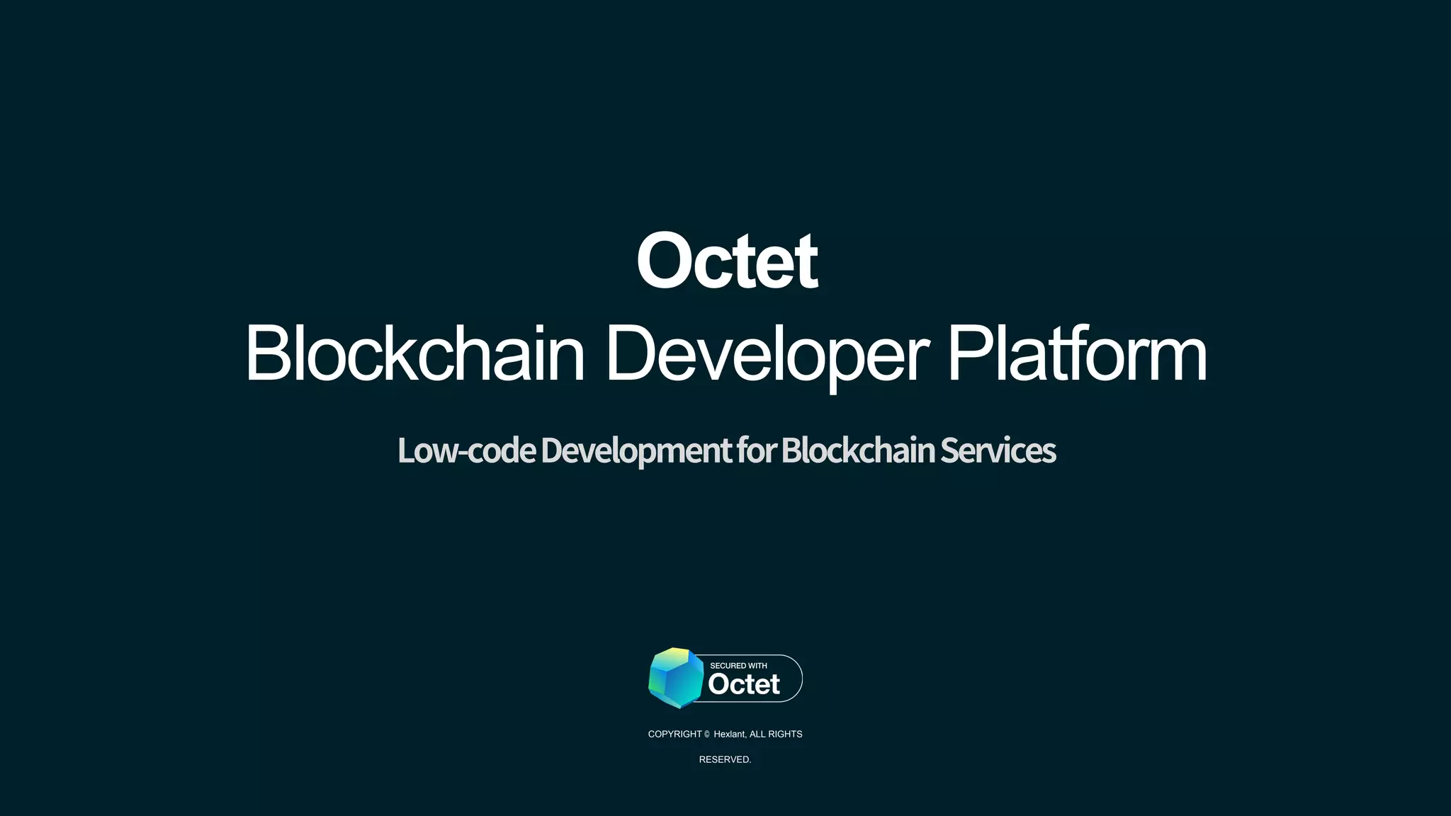 Cover slide of the Hexlant Octet pitch deck — 2020