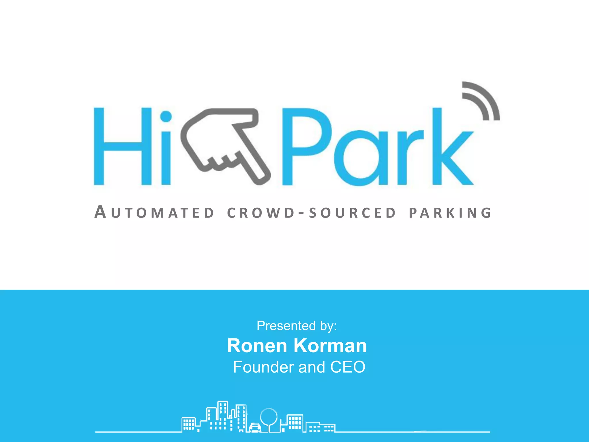 Cover slide of the Hi-Park pitch deck — Early Stage / Seed 2014