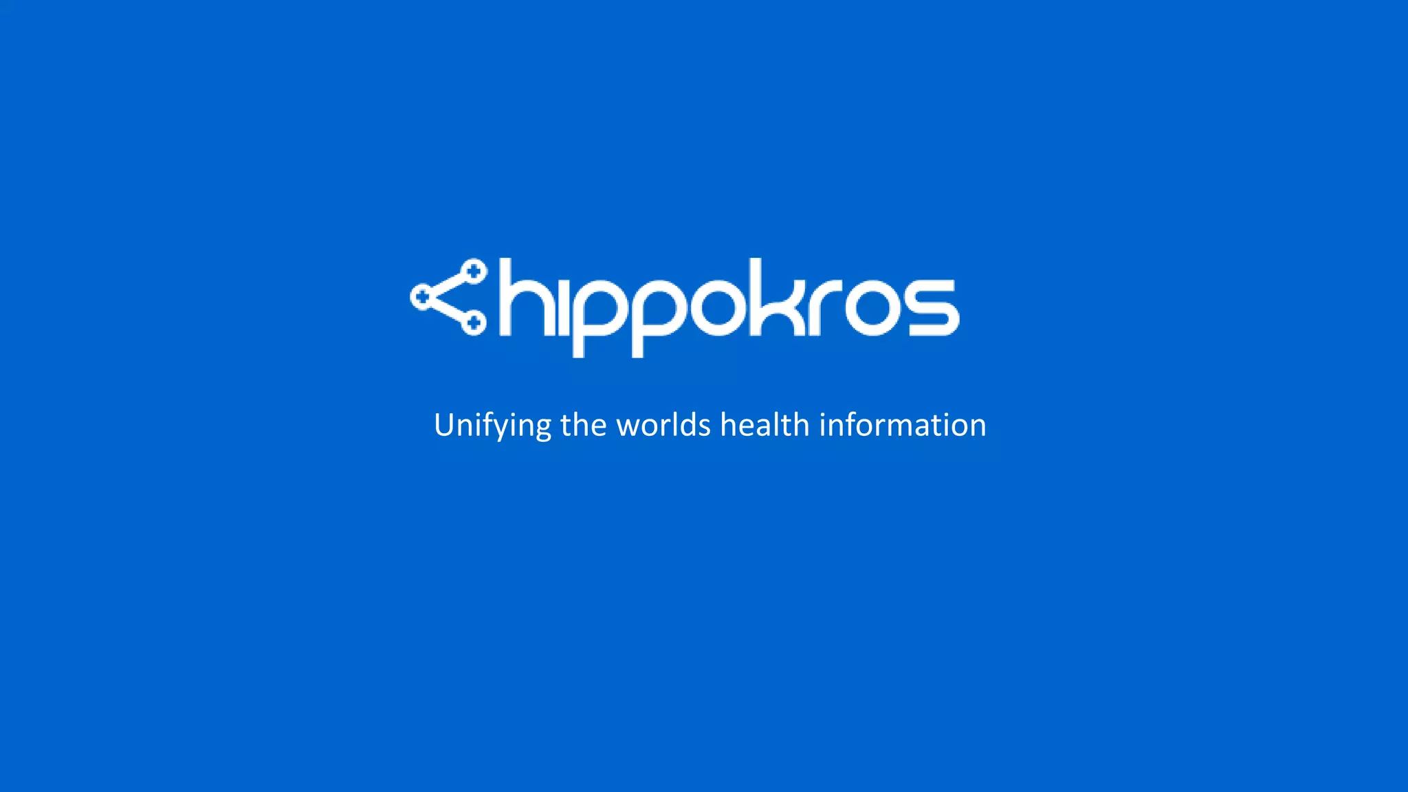 Cover slide of the Hippokros pitch deck — Early Stage / Seed