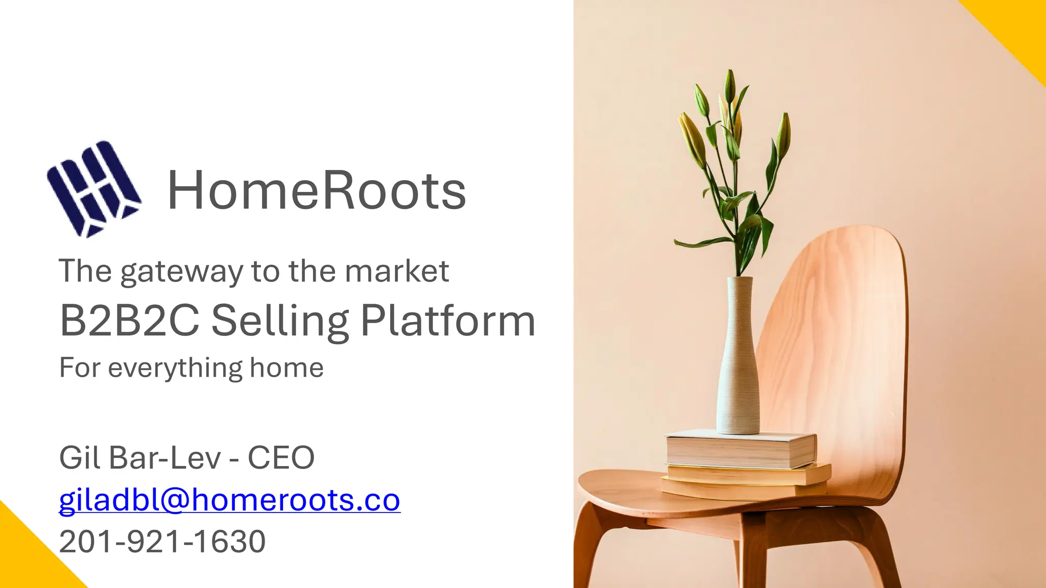 Cover slide of the HomeRoots pitch deck — Growth (Breakeven) 2024
