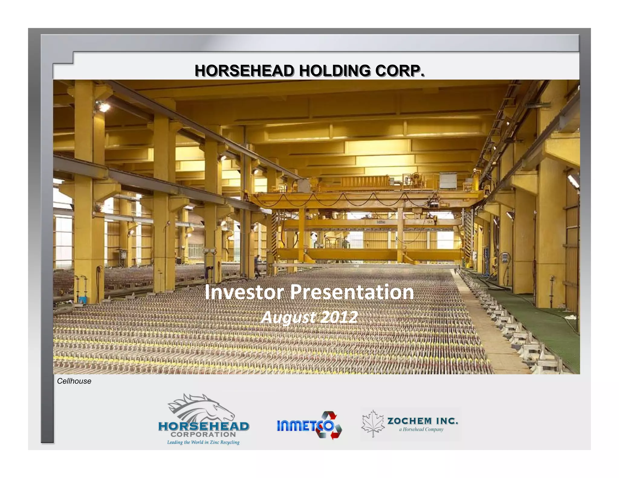 Cover slide of the Horsehead Holding Corp. pitch deck — 2012