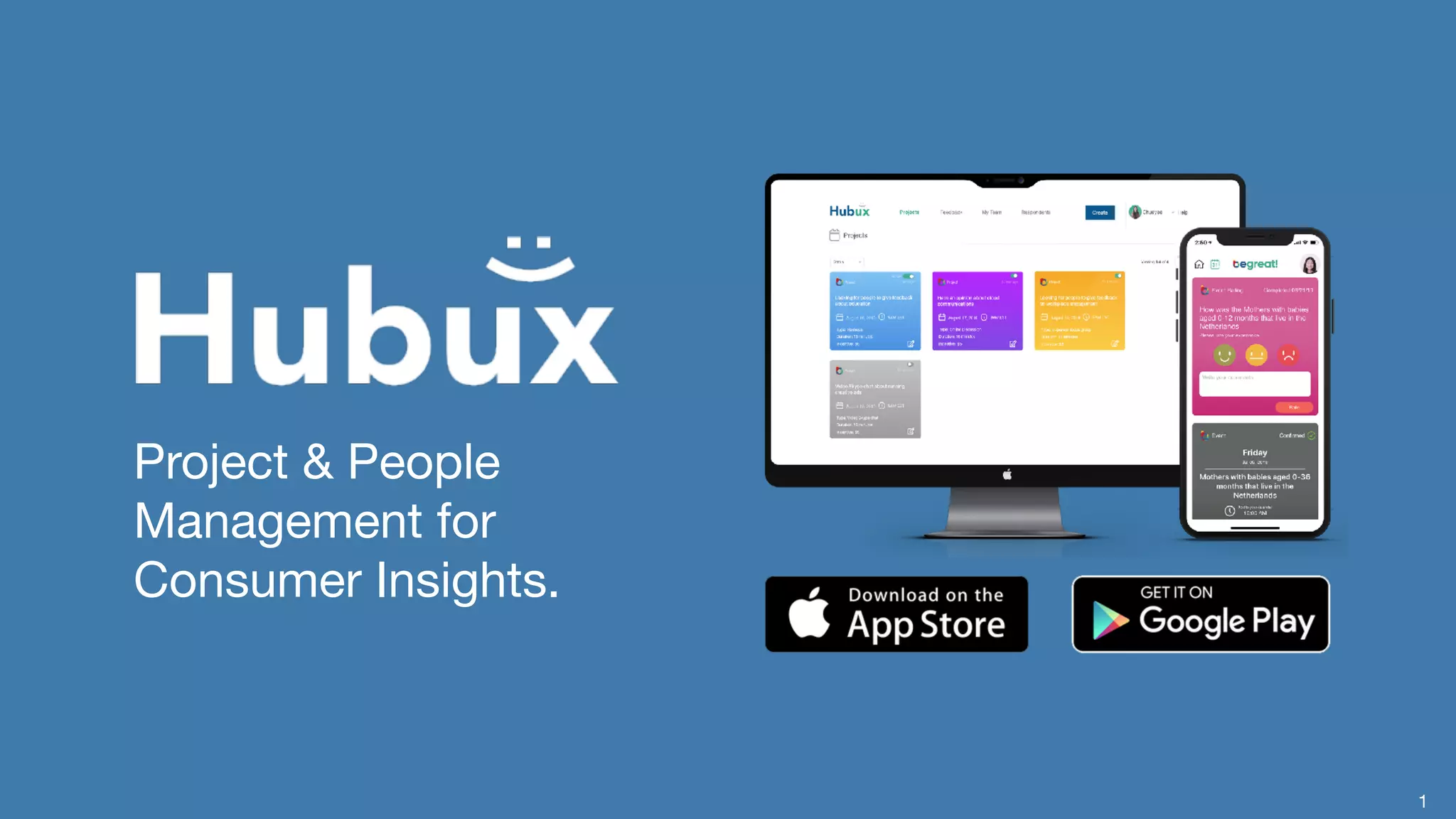 Cover slide of the HubUX pitch deck