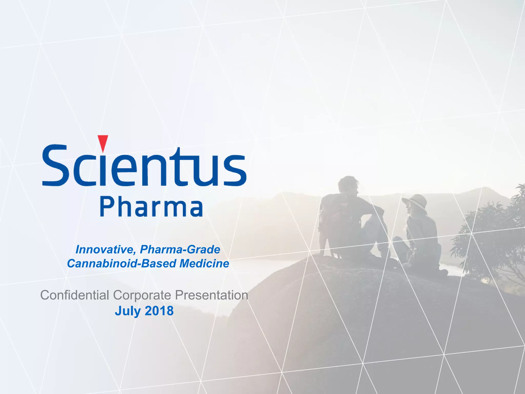 Cover slide of the Hydrx Farms Ltd dba Scientus Pharma pitch deck — 2018