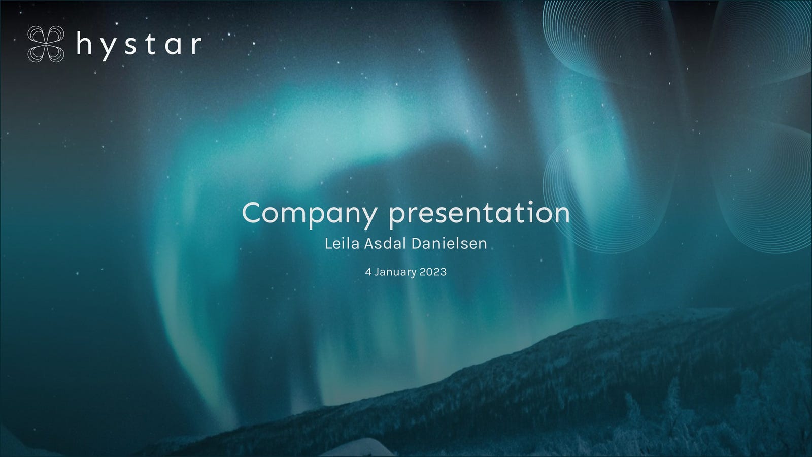 Cover slide of the Hystar pitch deck — Series B 2023