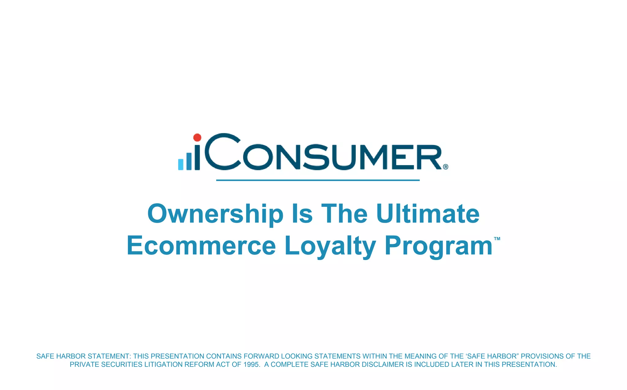 Cover slide of the iConsumer pitch deck