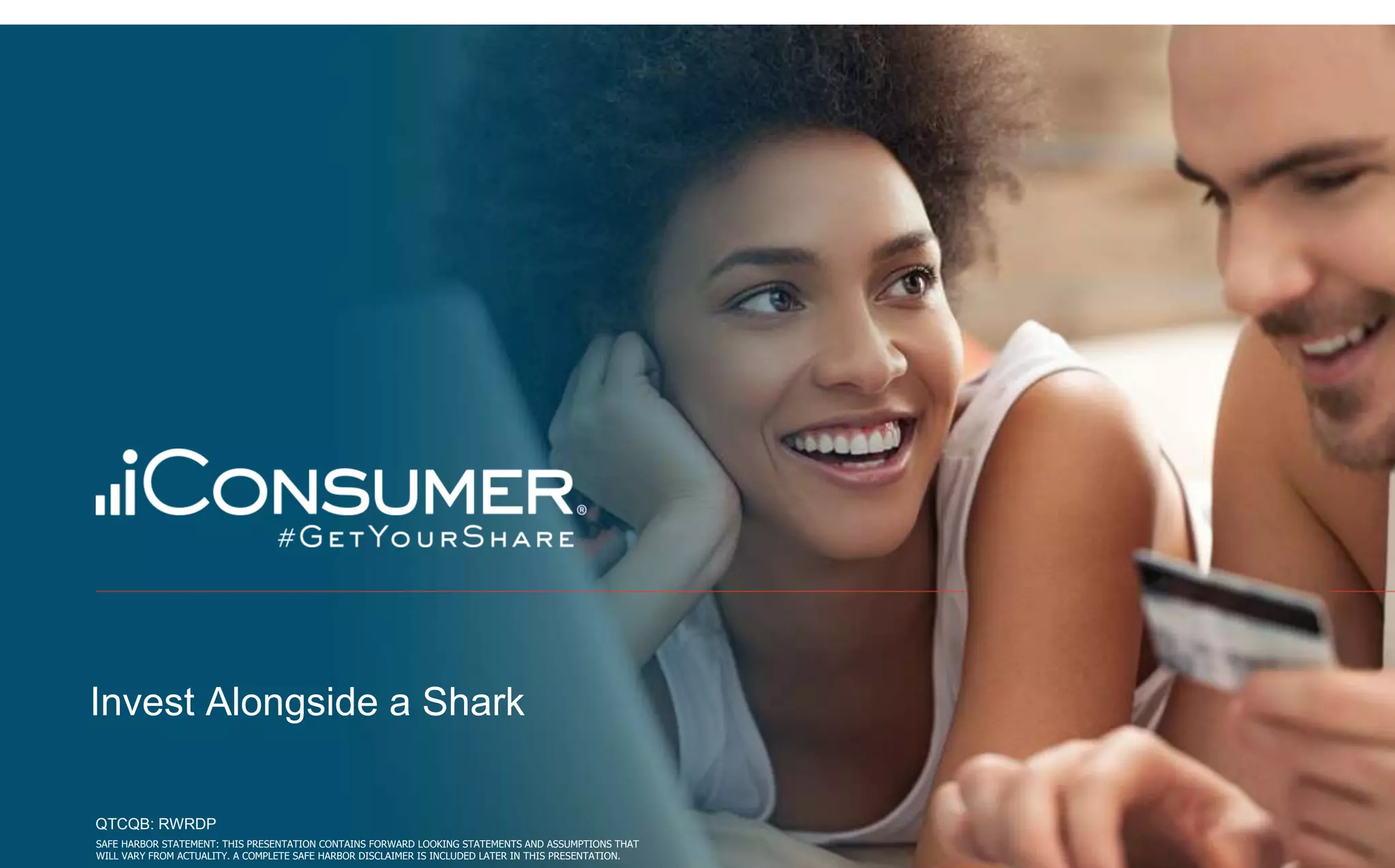 Cover slide of the iConsumer Retail pitch deck — Public (OTCQB) 2019