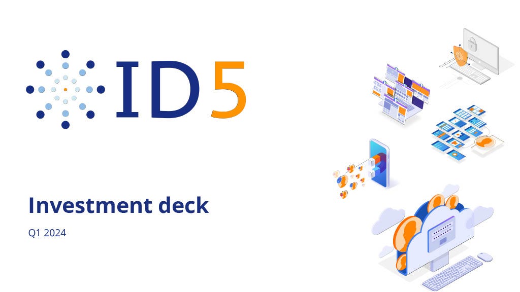Cover slide of the ID5 pitch deck — Series B 2024