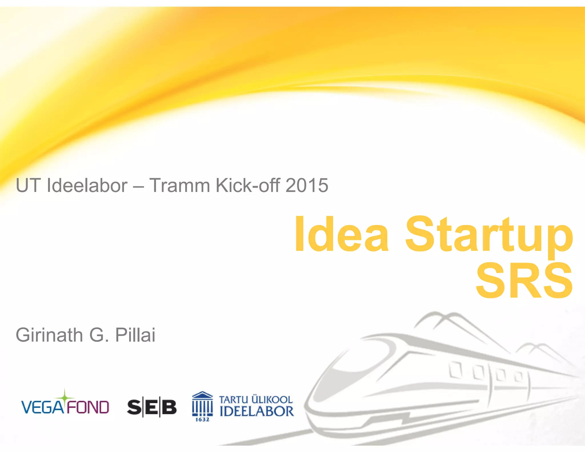 Cover slide of the SRS (Student Response System) pitch deck — 2015