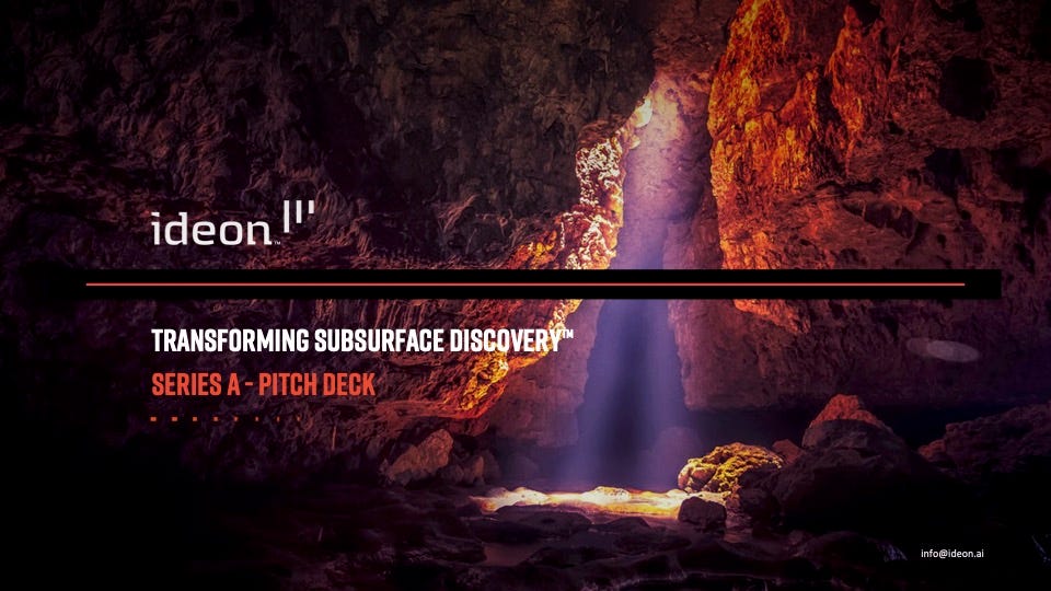 Cover slide of the Ideon Technologies pitch deck — Series A 2024