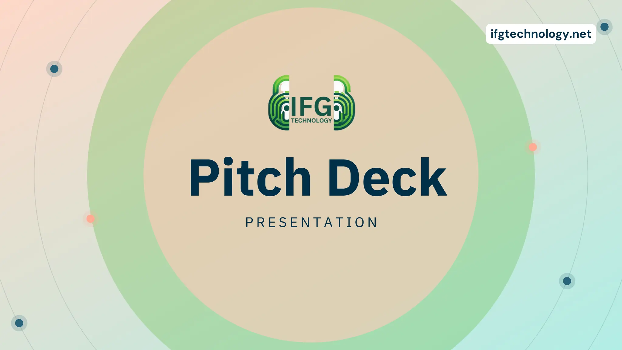 Cover slide of the IFG Technology pitch deck — 2023