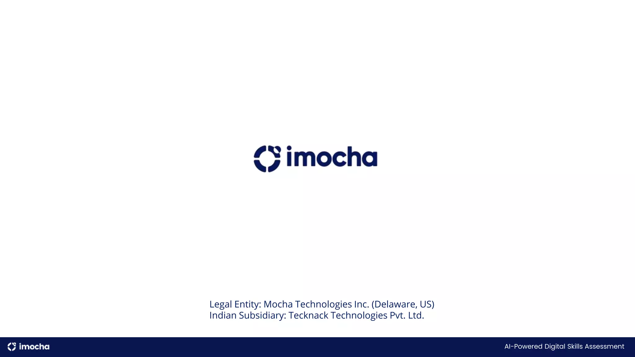 Cover slide of the iMocha pitch deck — Series A 2021