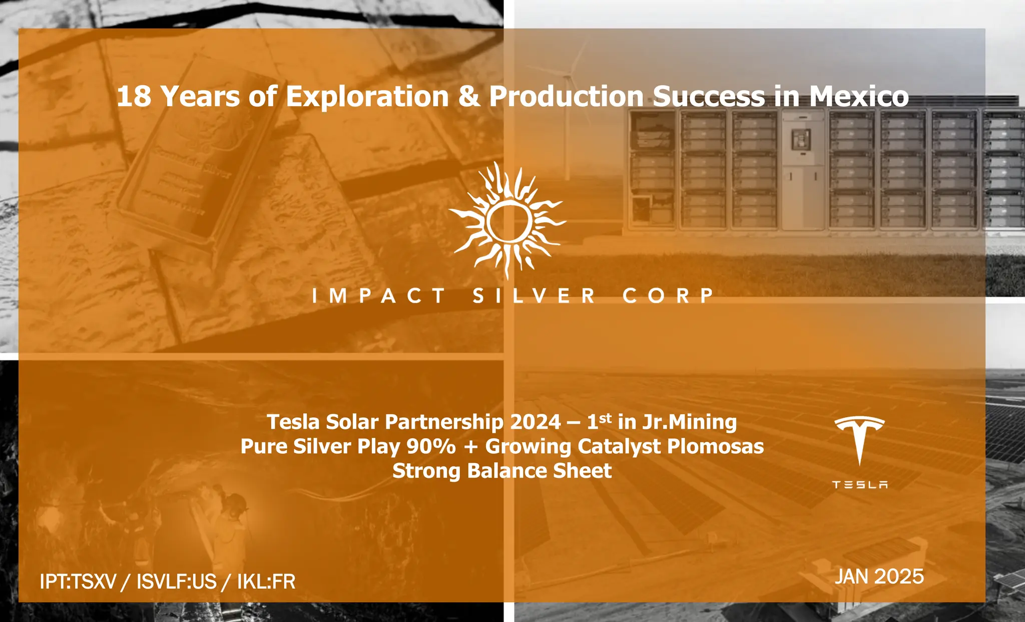 Cover slide of the IMPACT Silver Corp pitch deck — 2025