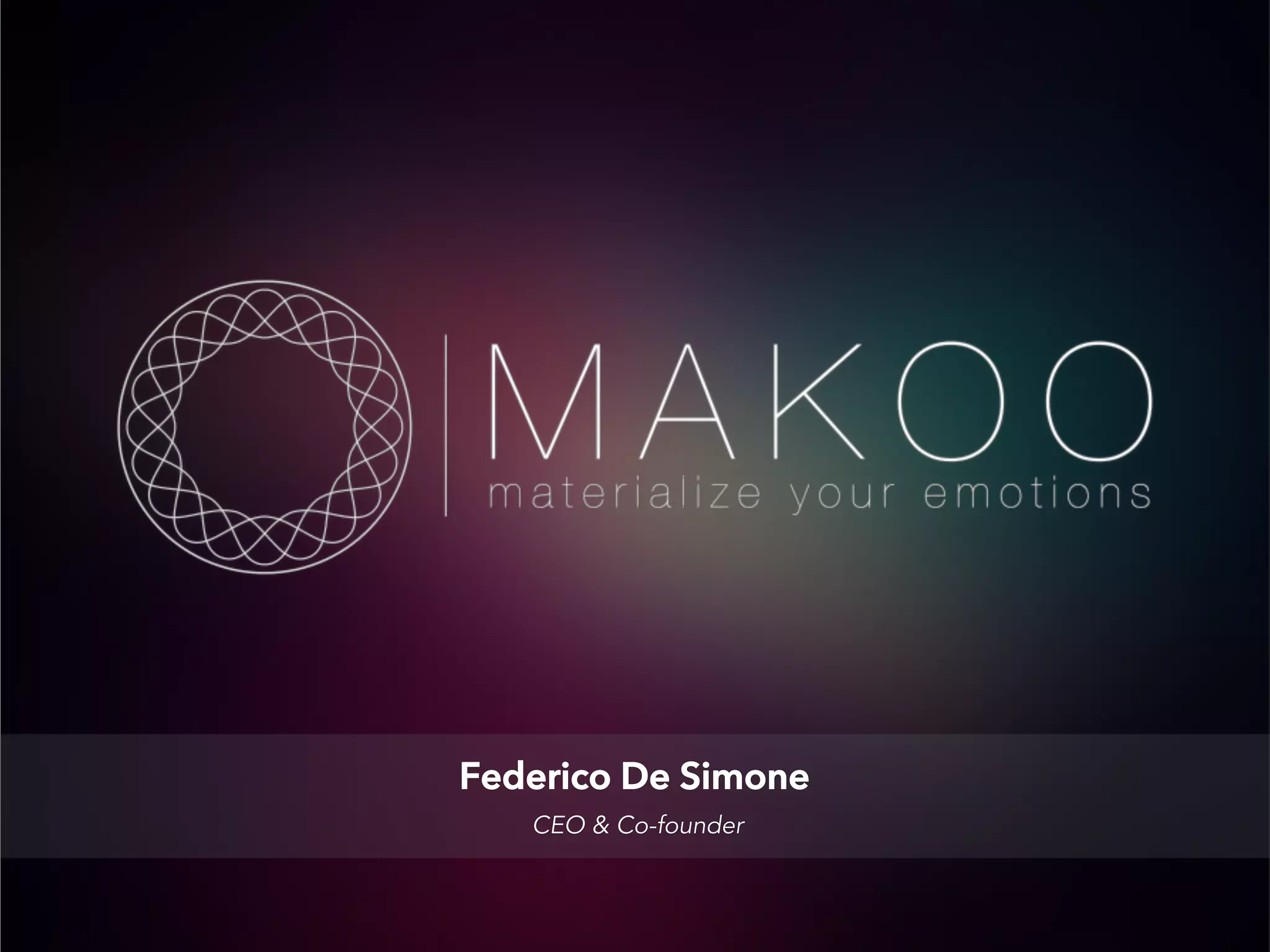 Cover slide of the Makoo pitch deck — Seed / Early Stage 2014