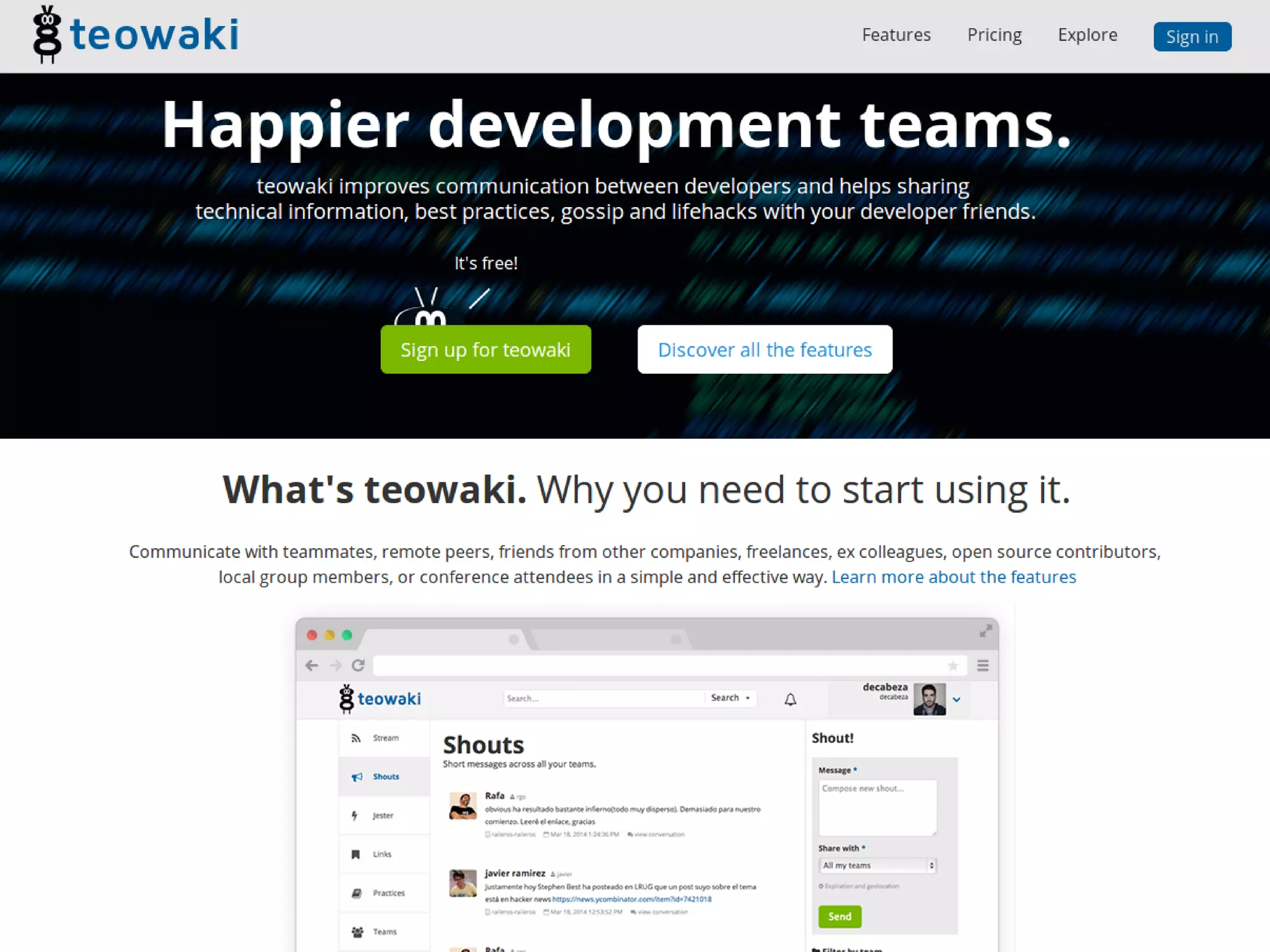 Cover slide of the Teowaki pitch deck — Seed / Bootstrapped 2014