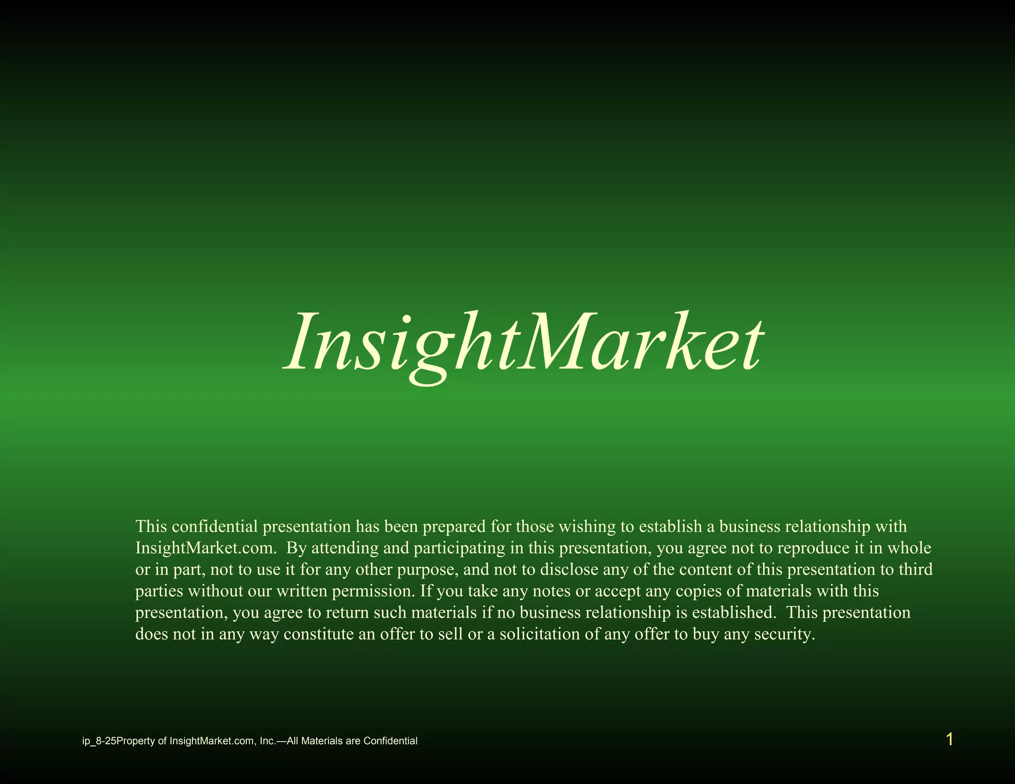 Cover slide of the Insight Market (wannaBet) pitch deck — Series A 2000