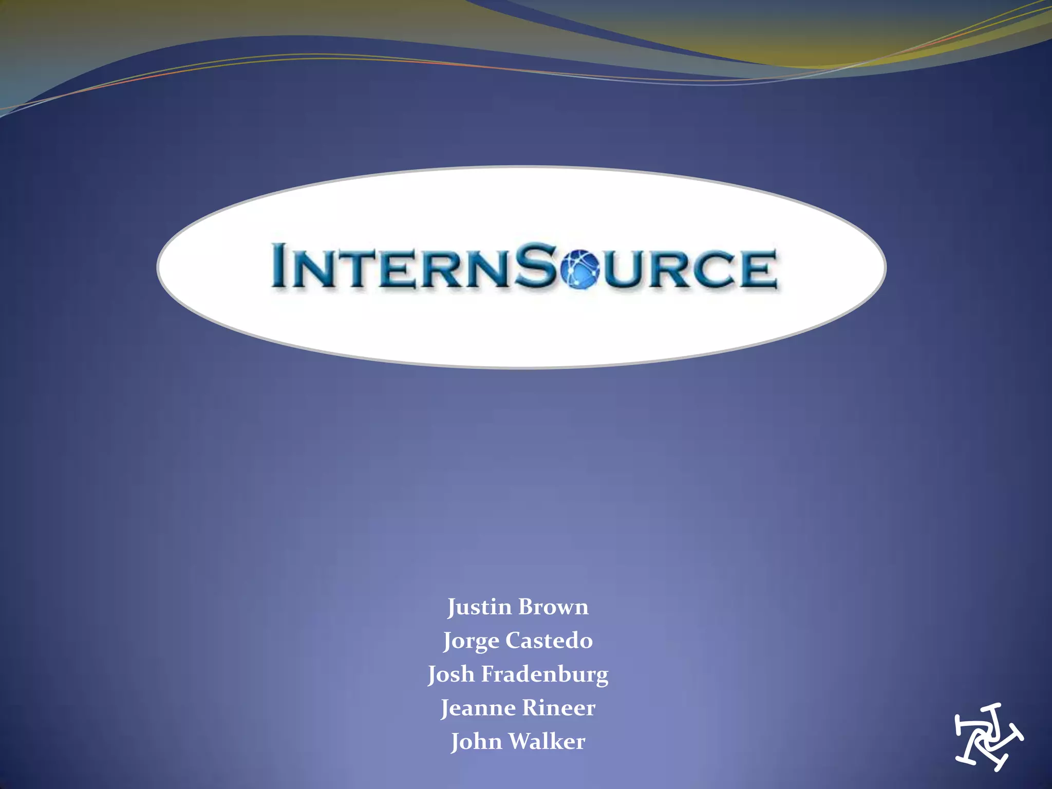 Cover slide of the InternSource pitch deck — Early Stage / Seed