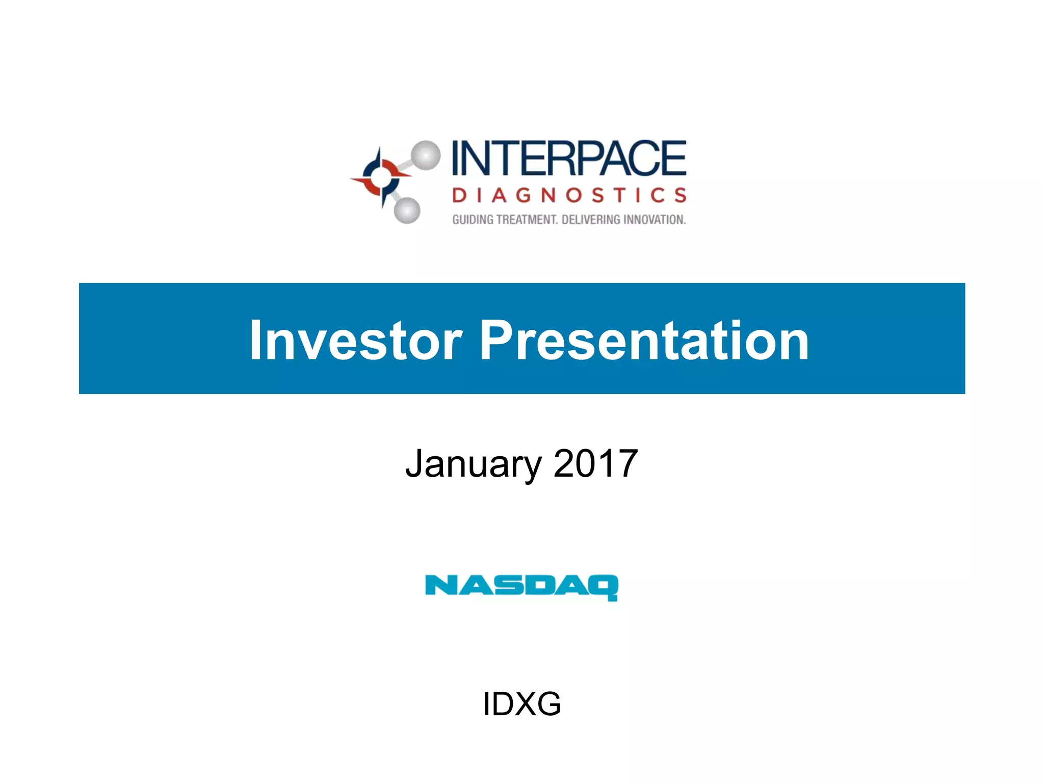 Cover slide of the Interpace Diagnostics Pitch Deck Teardown pitch deck