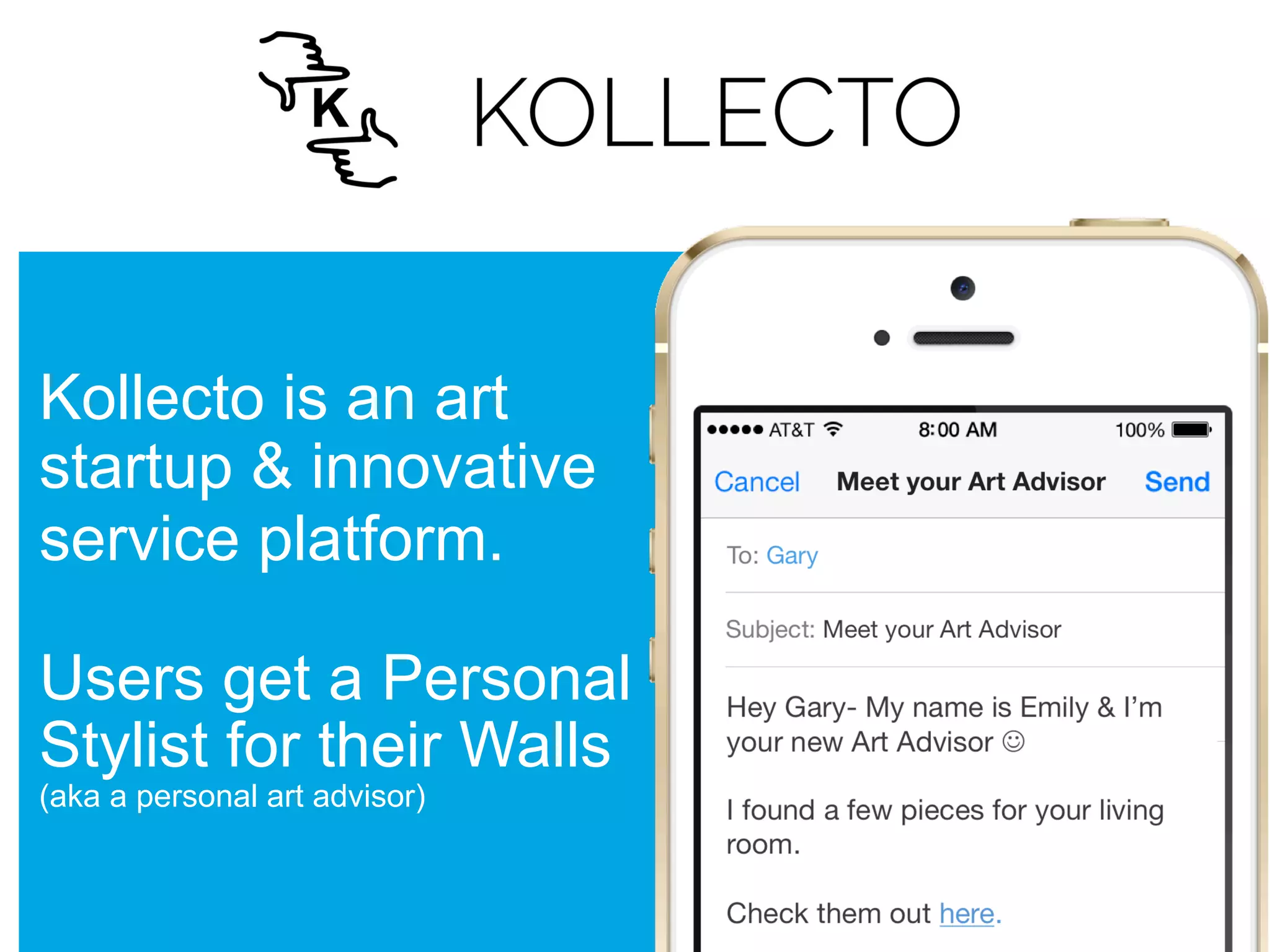 Cover slide of the Kollecto pitch deck — Micro-Seed / Grant