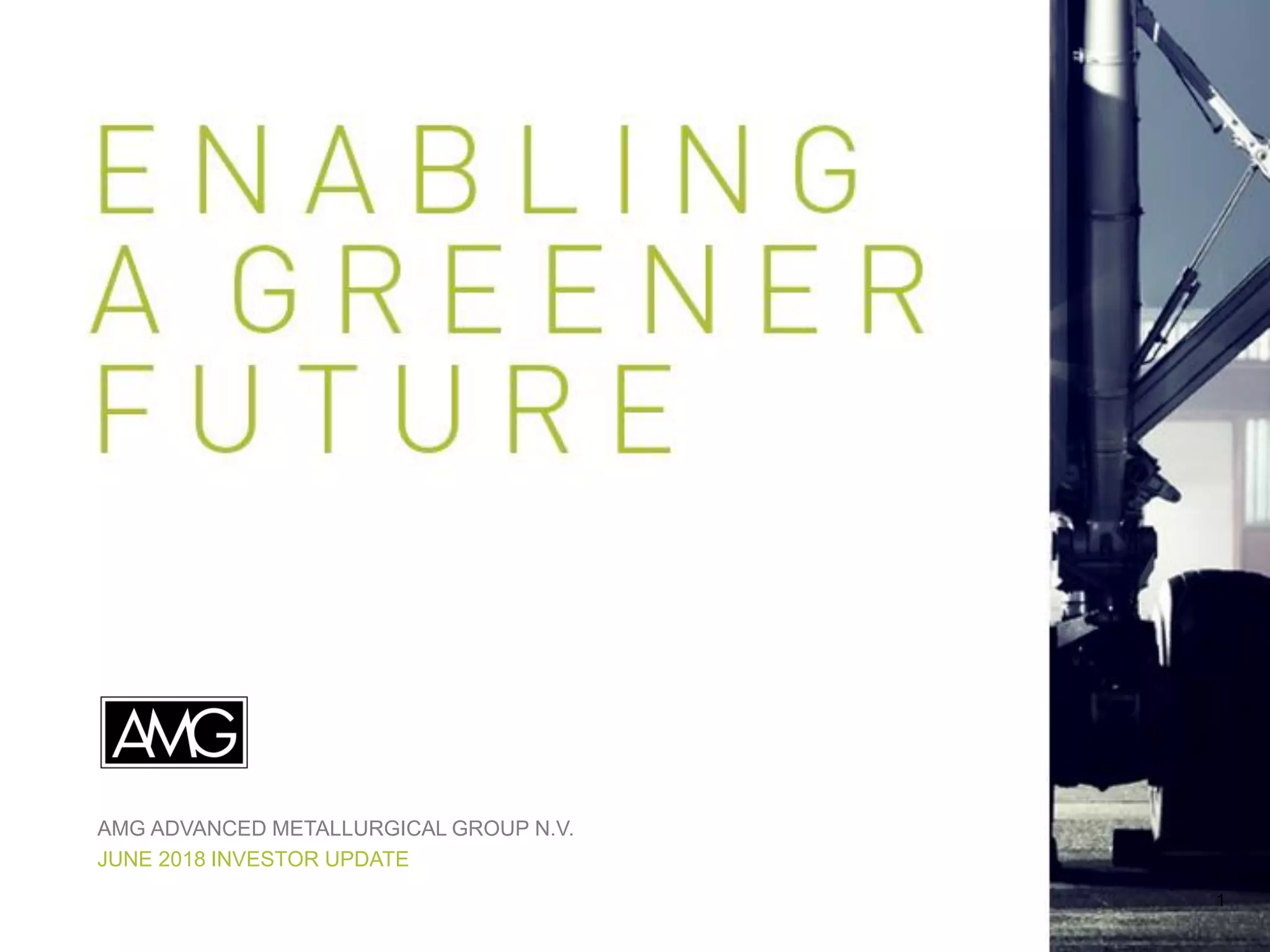 Cover slide of the AMG Advanced Metallurgical Group N.V. pitch deck — Public (Investor Update) 2018