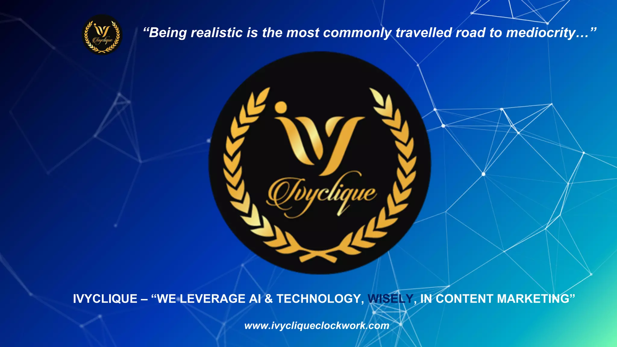 Cover slide of the Ivyclique pitch deck — 2020