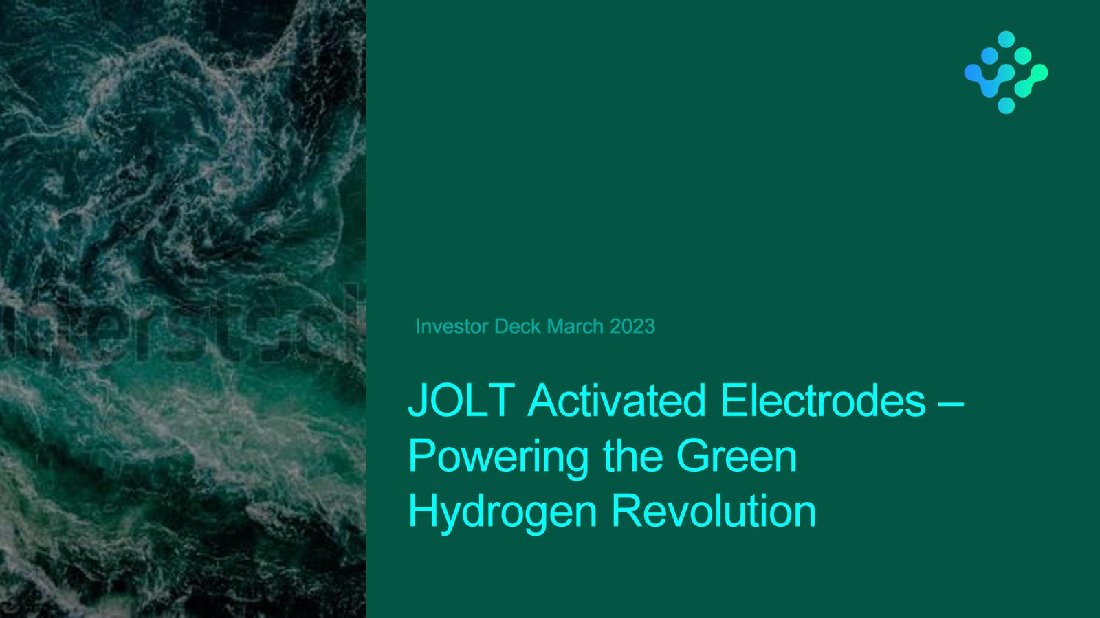 Cover slide of the Jolt pitch deck — Series A 2024