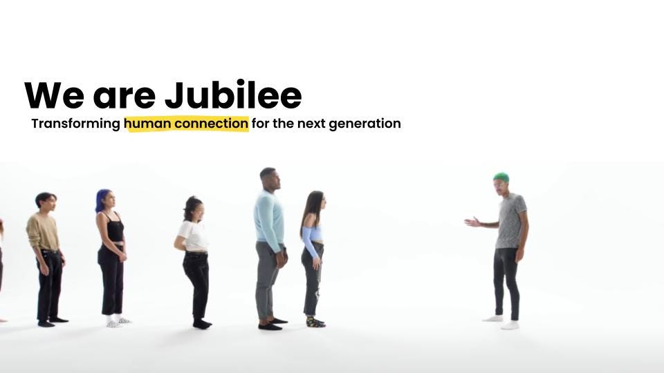 Cover slide of the Jubilee pitch deck — Seed 2023