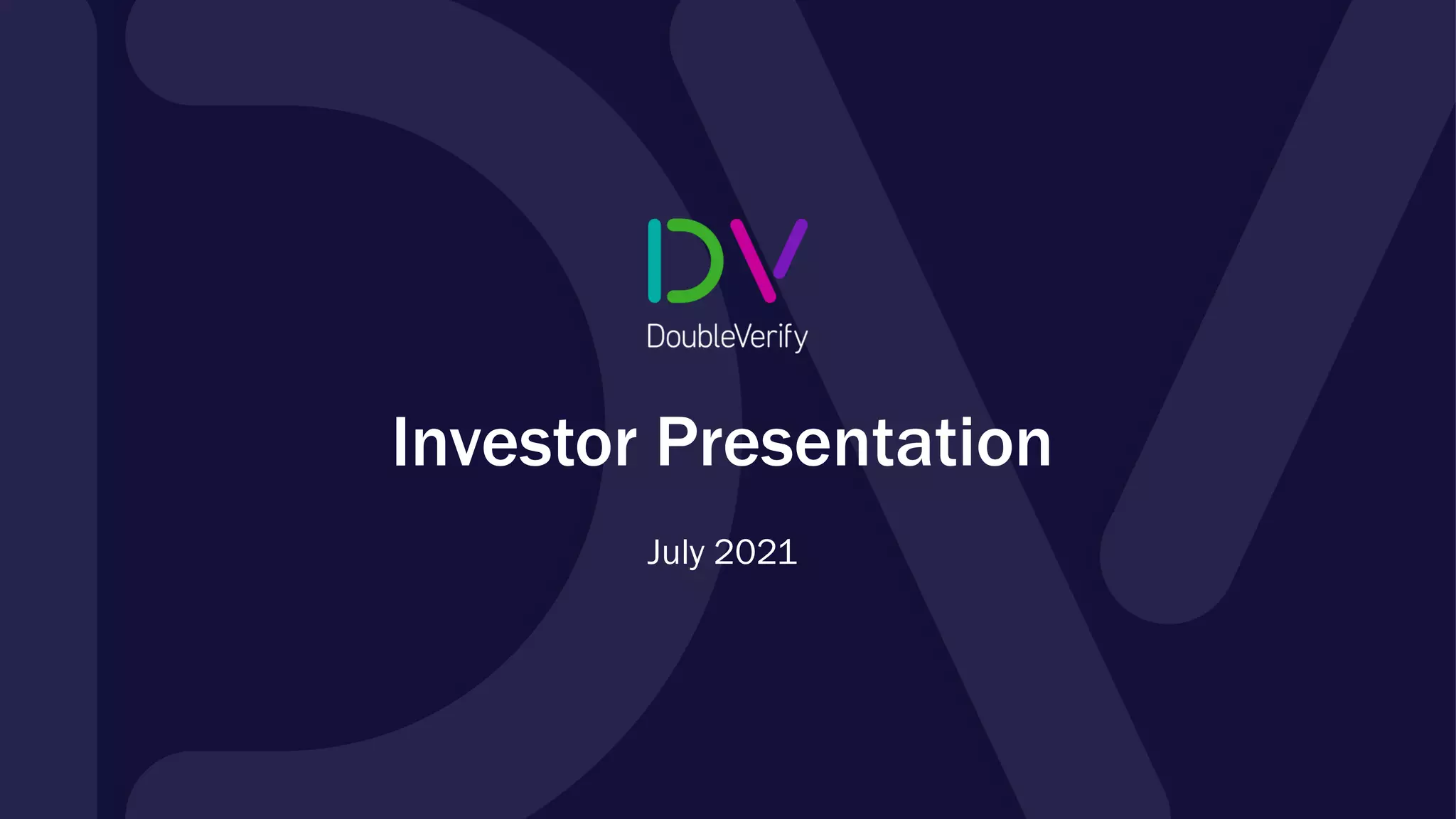 Cover slide of the DoubleVerify pitch deck — 2021