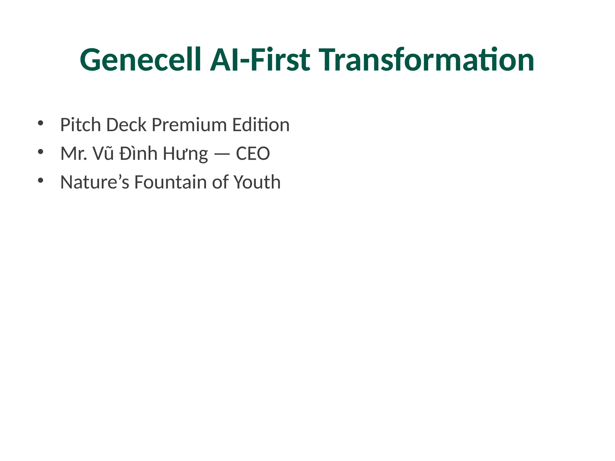 Cover slide of the Genecell pitch deck