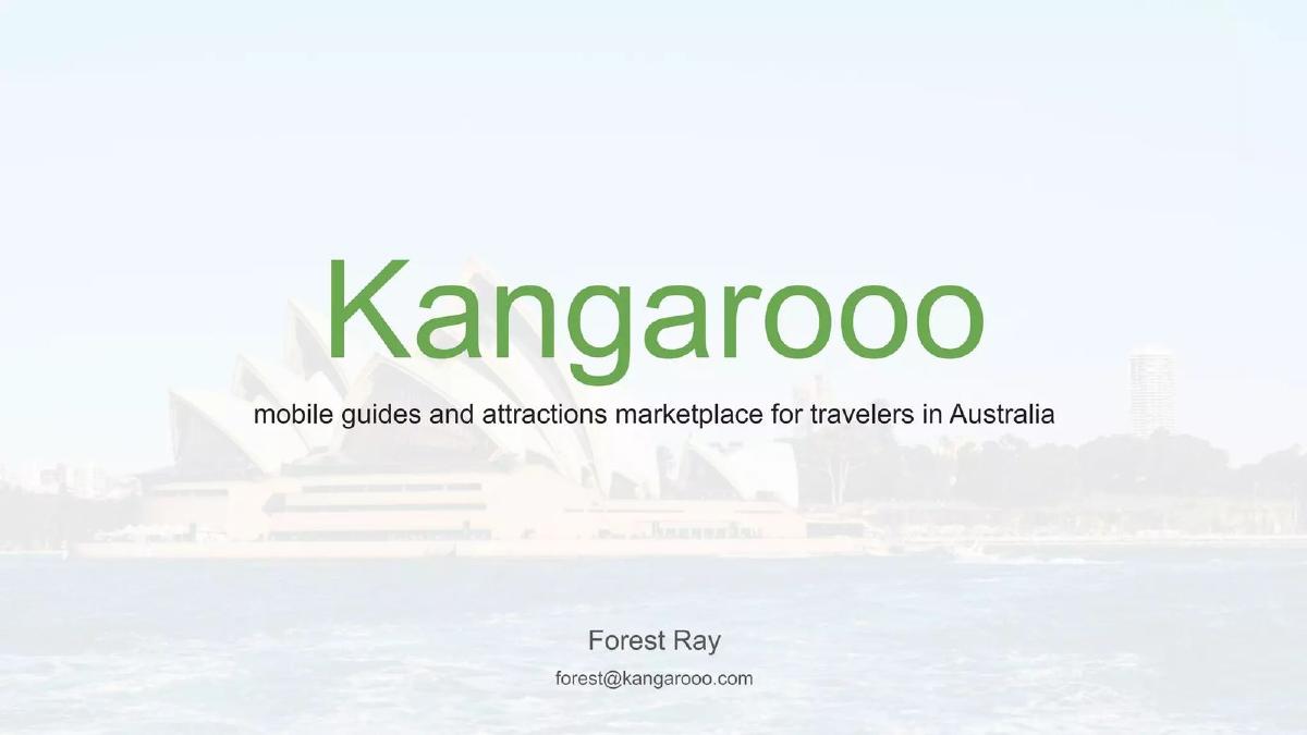 Cover slide of the Kangarooo pitch deck