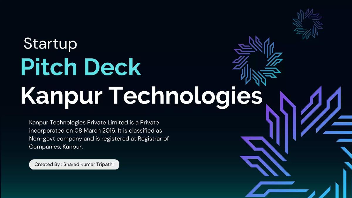 Cover slide of the Kanpur Tech pitch deck
