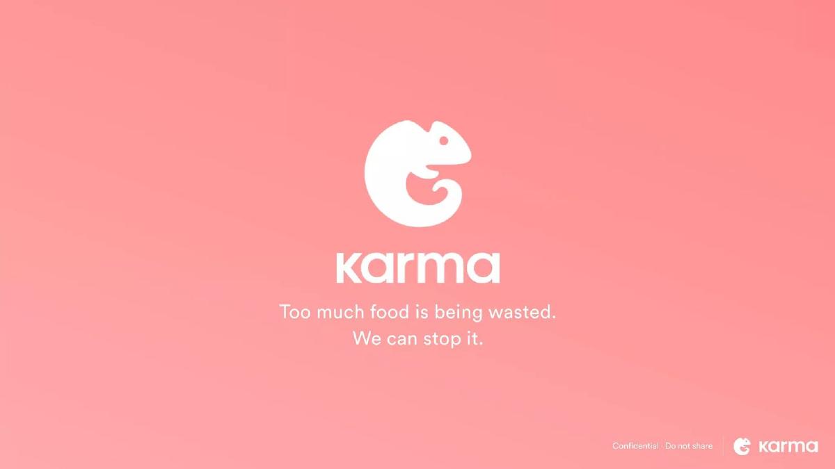 Cover slide of the Karma pitch deck