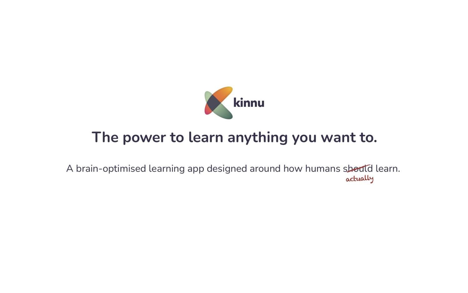 Cover slide of the Kinnu pitch deck — Seed 2024