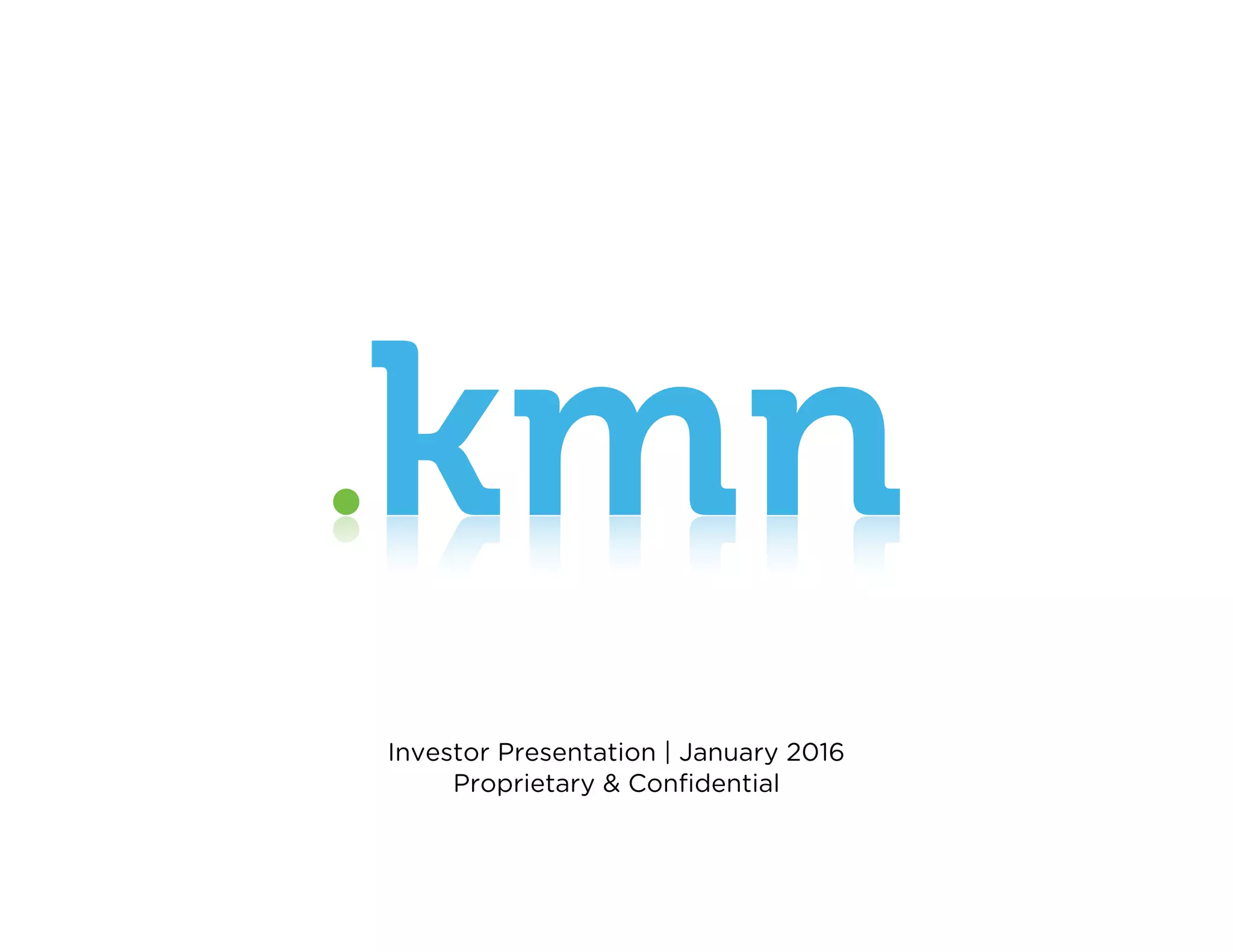 Cover slide of the KMN Home pitch deck — Early Stage / Seed 2016