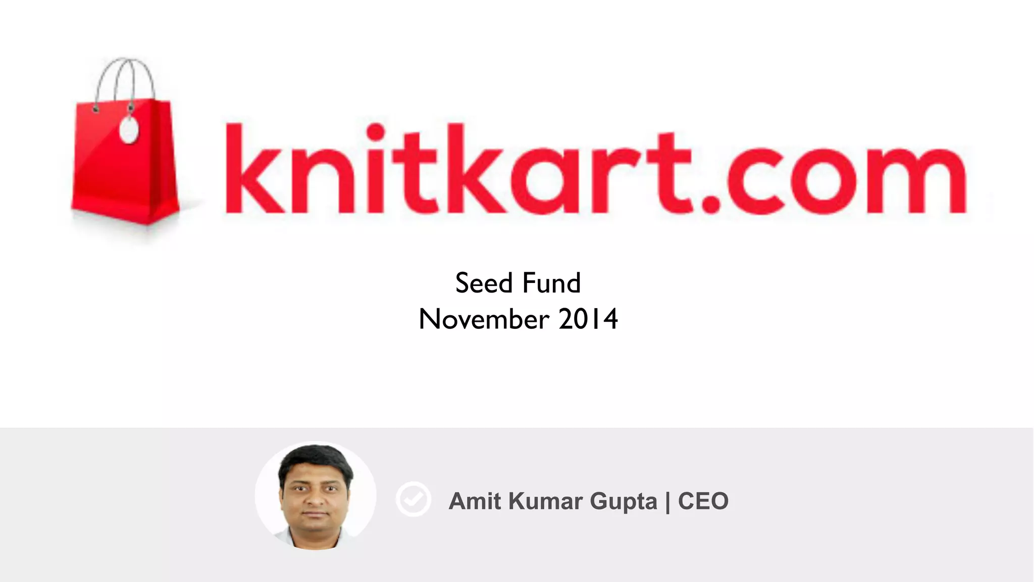 Cover slide of the Knitkart pitch deck — Seed 2014