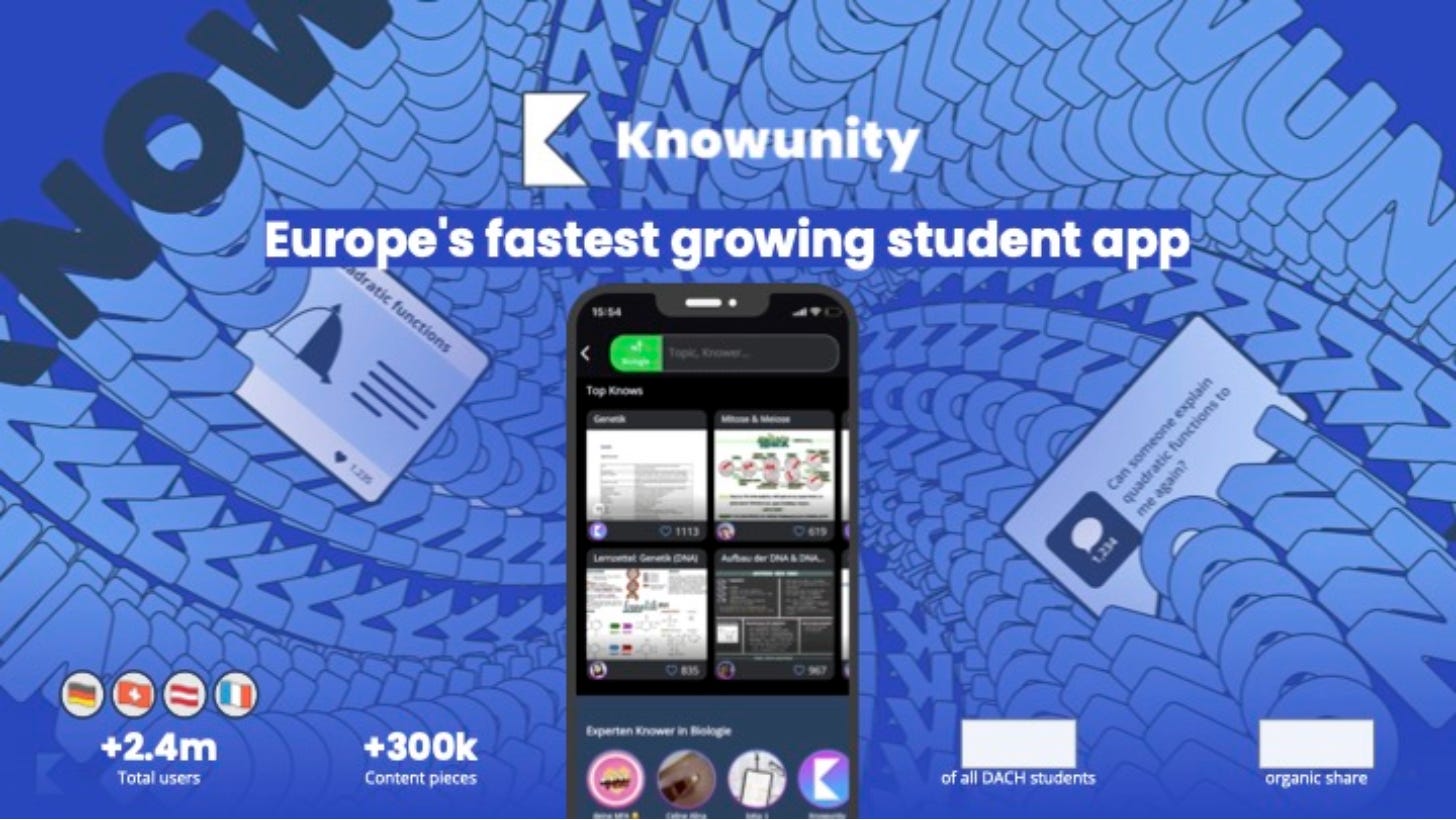 Cover slide of the Knowunity pitch deck — Series A 2022