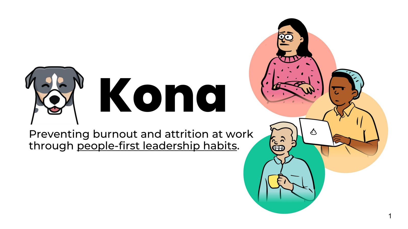 Cover slide of the Kona pitch deck — Seed 2020