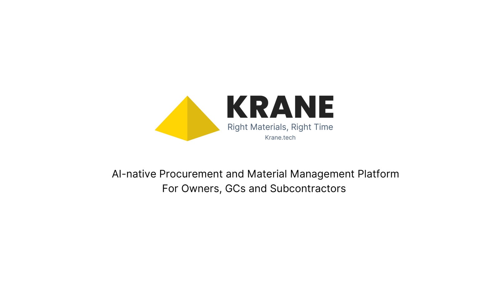 Cover slide of the Krane pitch deck — Seed 2024