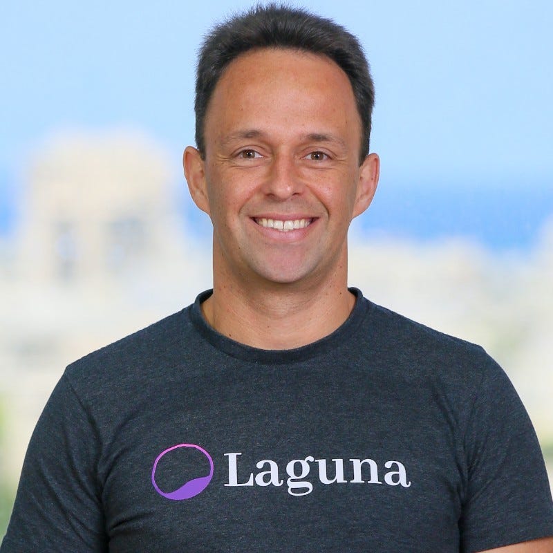 Cover slide of the Laguna Health pitch deck — Series A 2024