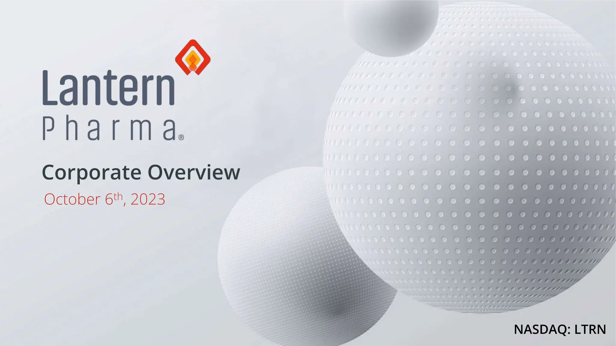 Cover slide of the Lantern Pharma Pitch Deck Teardown pitch deck