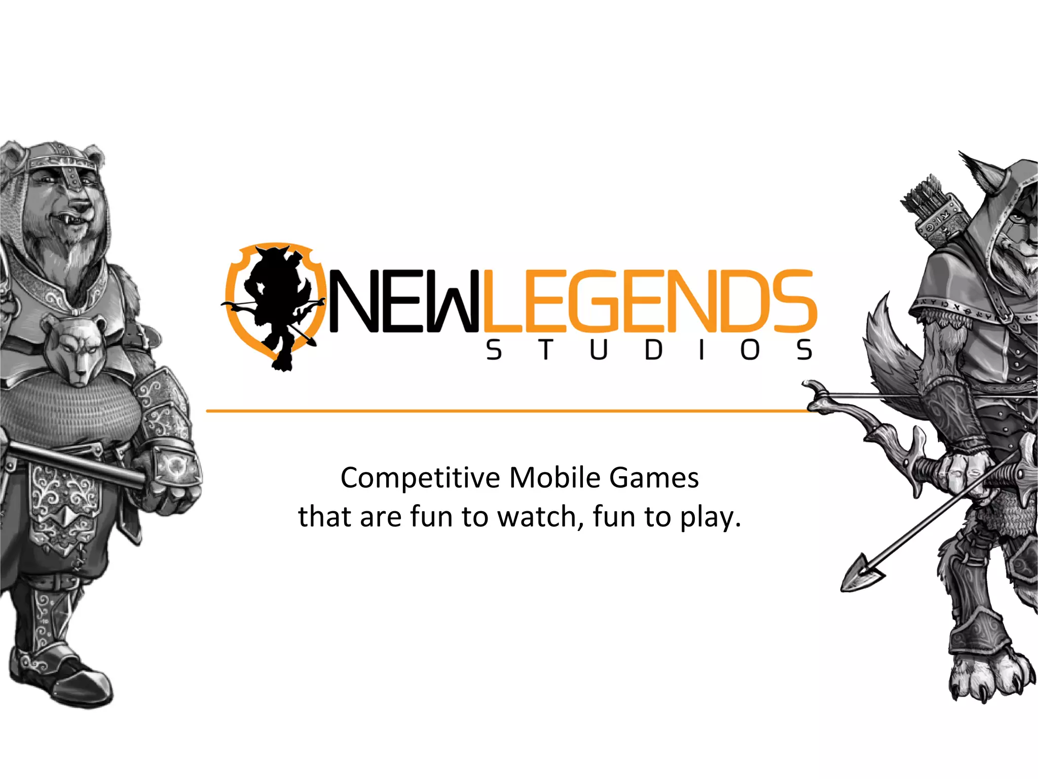 Cover slide of the New Legends Studios pitch deck — Seed 2014