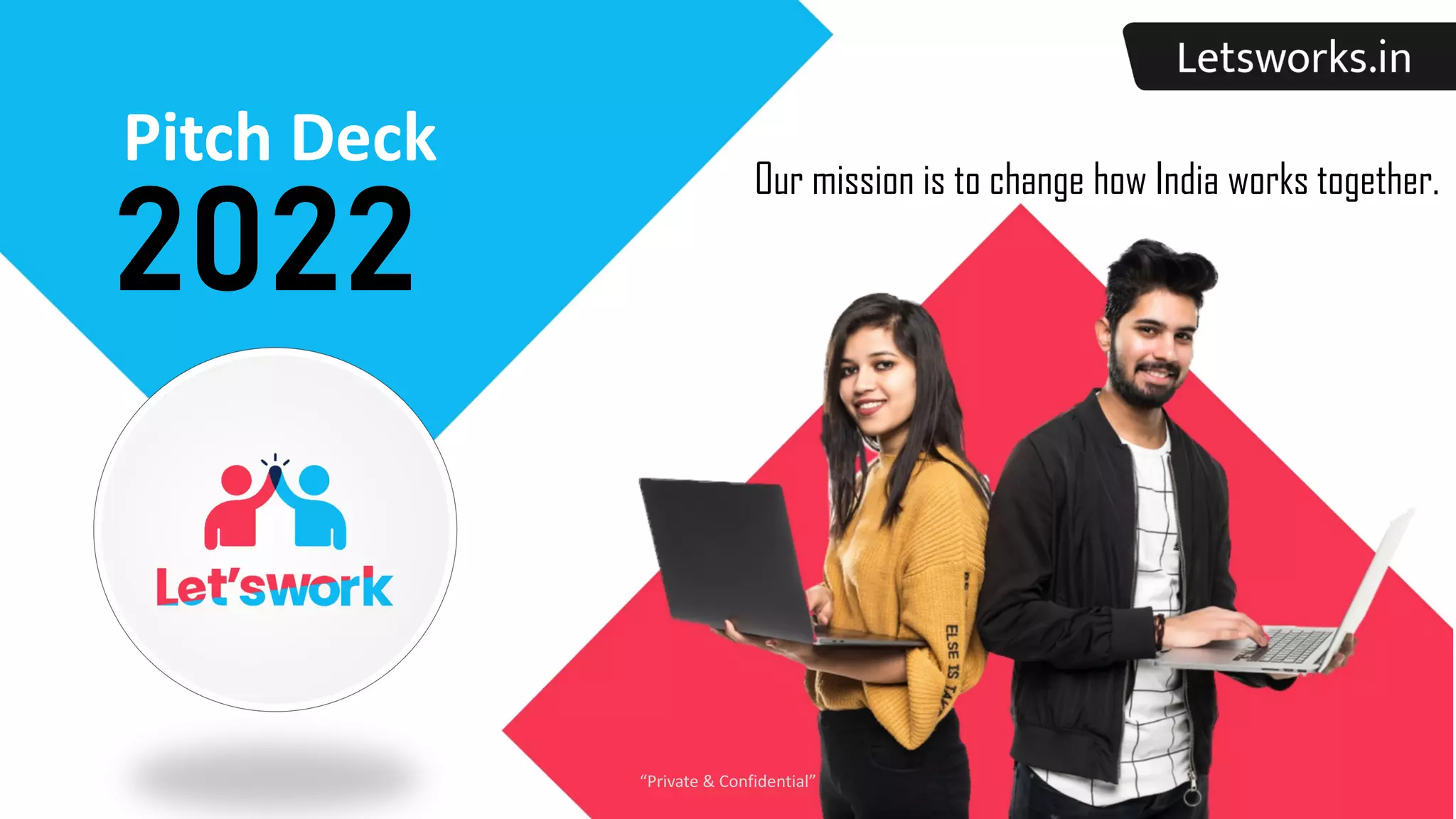Cover slide of the Lets works pitch deck — Seed 2022